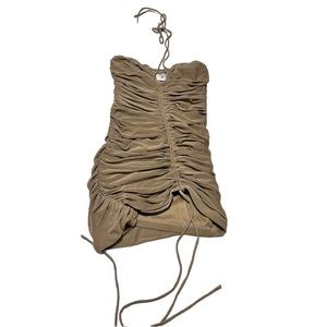 Princess Polly Taupe Ruched Halter Dress Size 6 J2